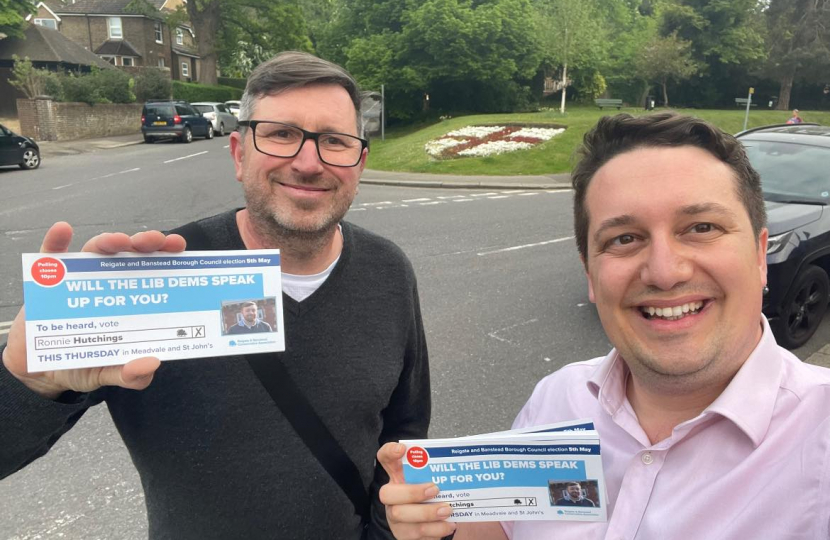 Mario Creatura with Cllr Rich Michalowski campaigning in Meadvale and St John’s for Ronnie Hutchings.