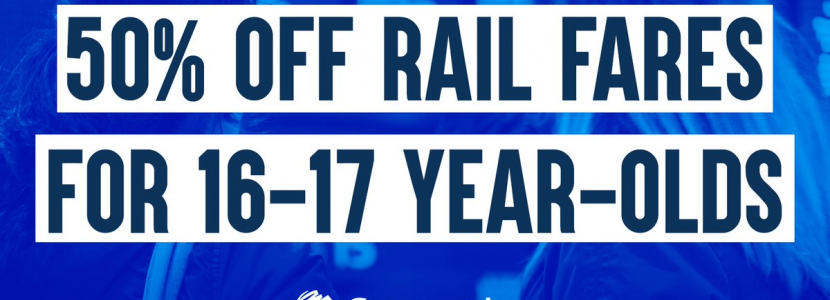 50% off Rail Fares for 16-17 year olds